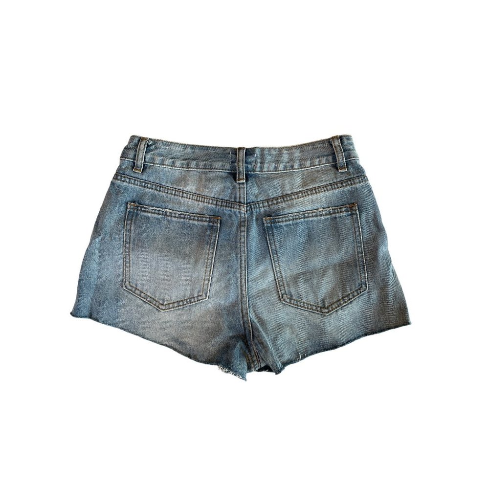 Superdown Button Down Denim Distressed High Rise Shorts Size 27 - Picture 3 of 4